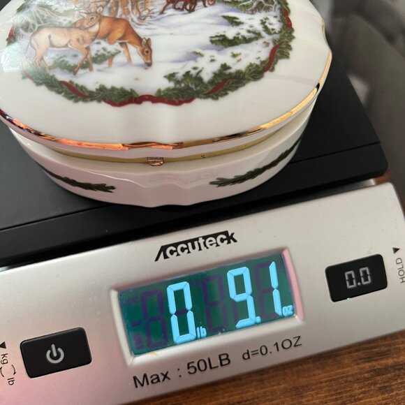 1986 Heritage House Melodies of Christmas Porcelain Trinket Box Deer Sleigh - Picture 12 of 12